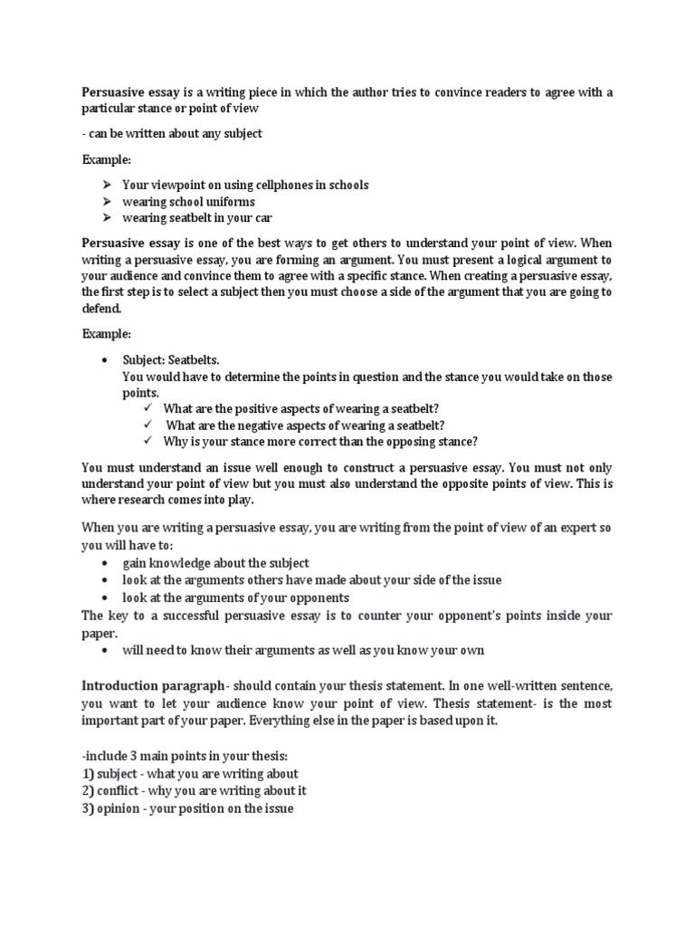 Persuasive Essay Is A Writing Piece in Which The Author Tries To