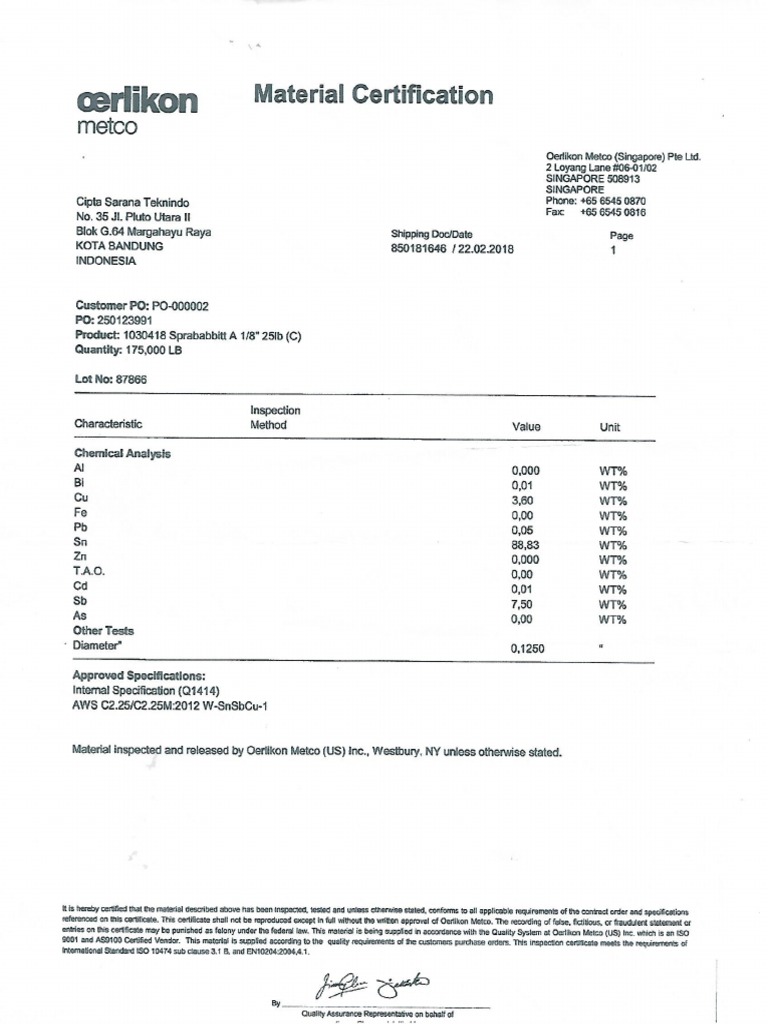 OEM Certification PDF