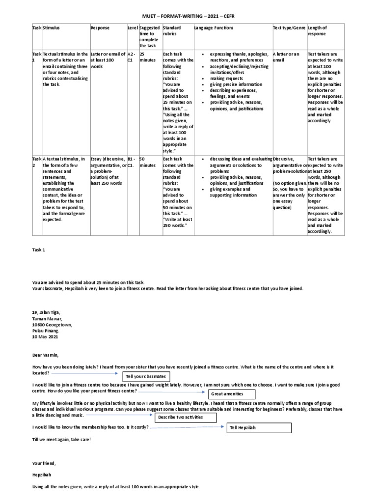 MUET Writing and Speaking Format Guide | PDF | Rubric (Academic ...