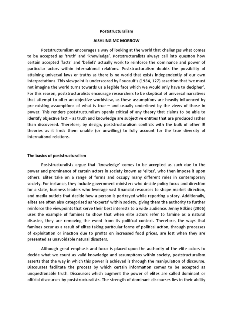 Poststructuralism Aishling MC Morrow Download Free PDF Discourse