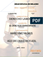 Tarea-Derecho Laboral-Analisis Origen Del Derecho Laboral