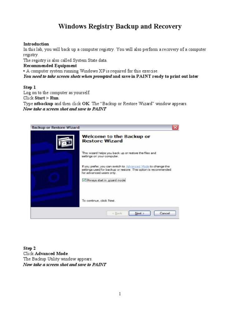 Lab 5 Windows Registry Backup and Recovery | PDF | Windows Registry ...
