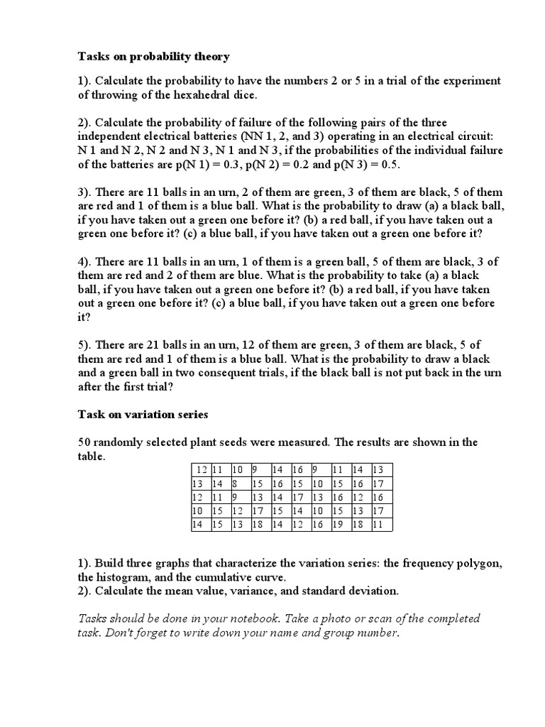 Practical Tasks 4 On Probability Theory and Variation Series | PDF