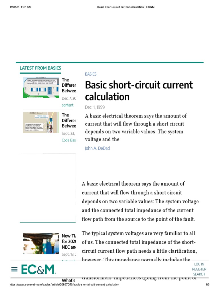 Basic ShortCircuit Current Calculation EC&M PDF Transformer