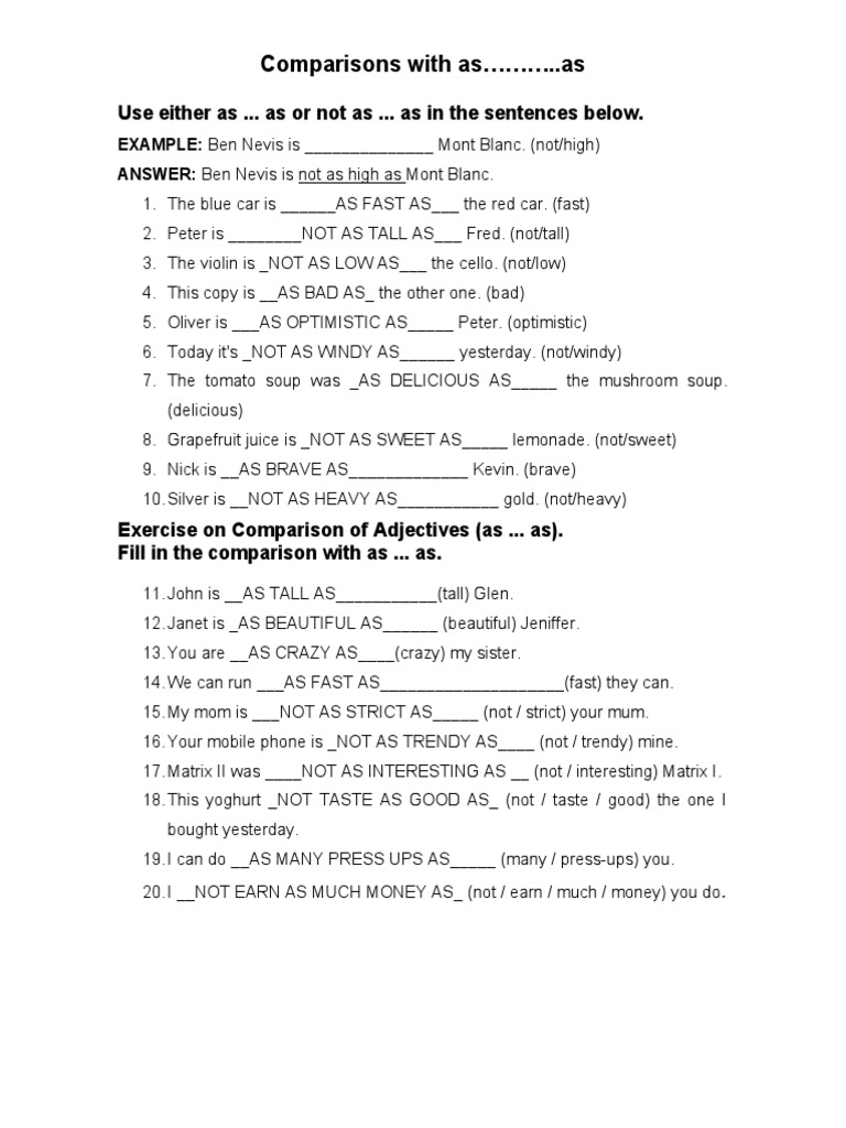 Comparisons With As... As | PDF | Cooking, Food & Wine | Self-Improvement
