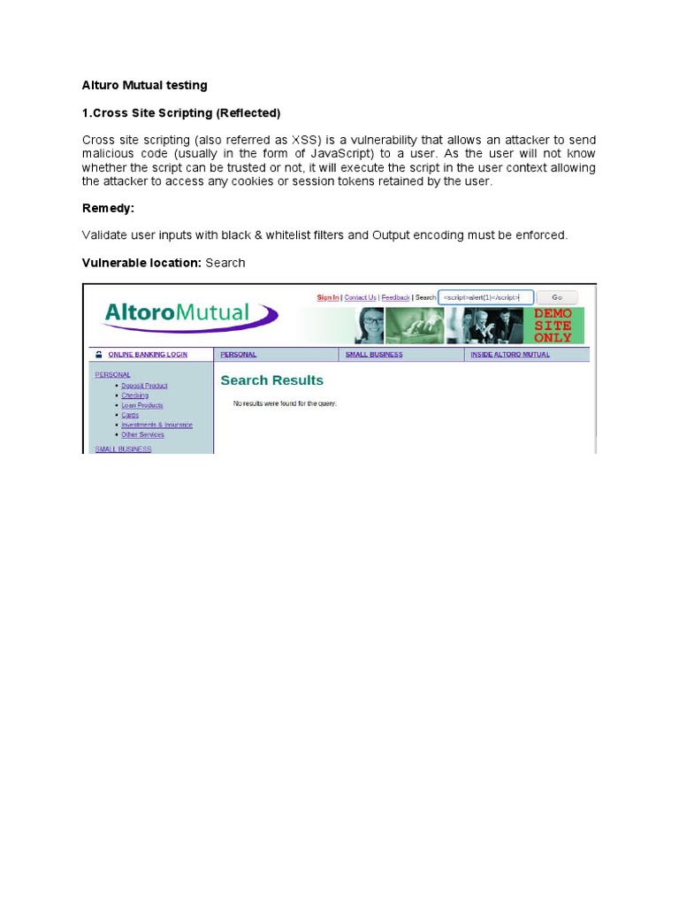 Altoro Mutual Vulnerability Assessment | PDF | Internet | Computer ...