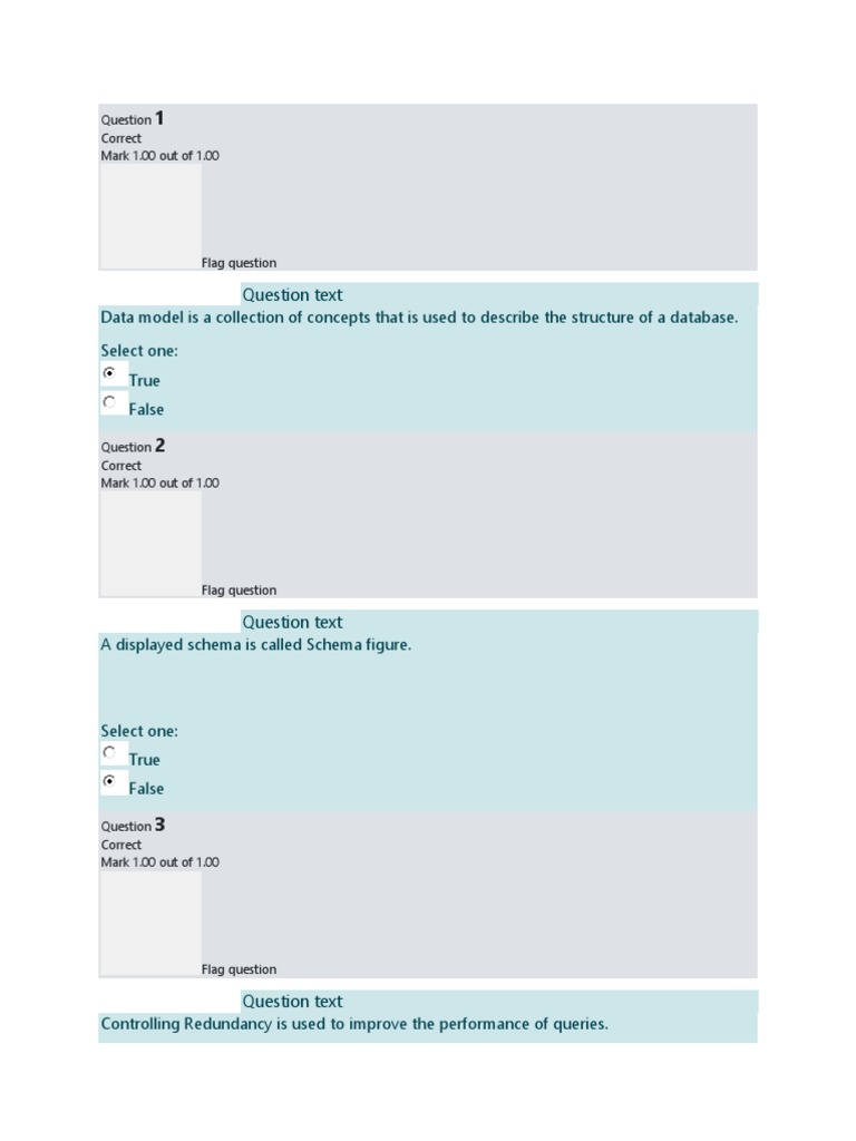 Database Fundamentals Quiz Answers | PDF | Databases | Data Model