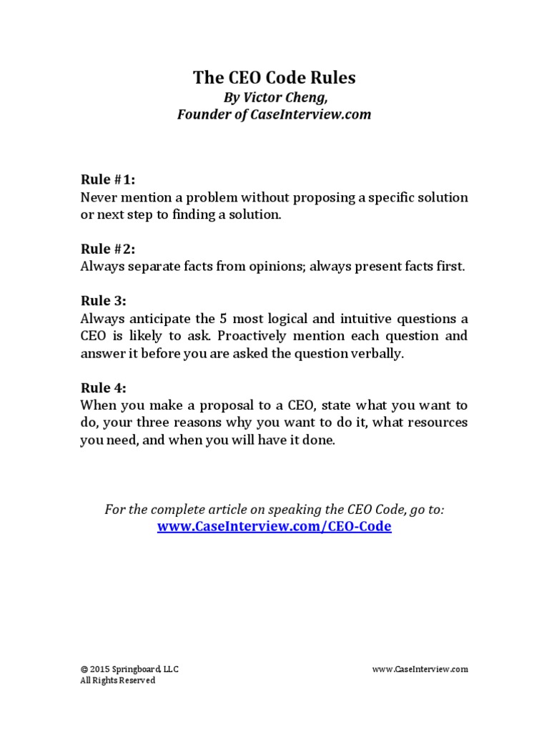 The CEO Code by Victor Cheng | PDF