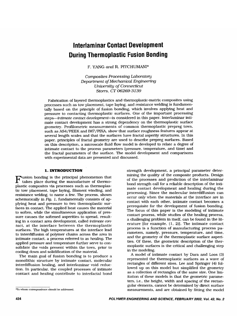Interlaminar Contact Development During Thermoplastic Fusion Bonding