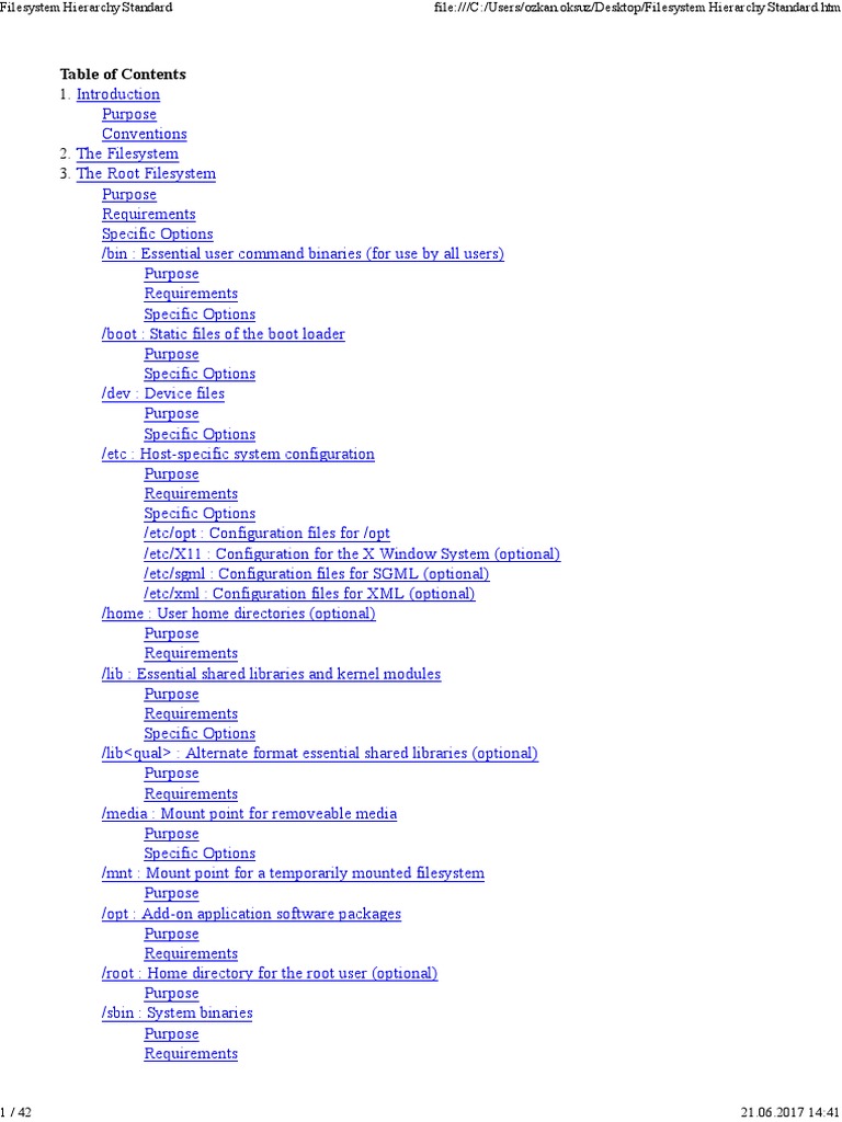 Filesystem Hierarchy Standard Overview | PDF | File System | Computer File