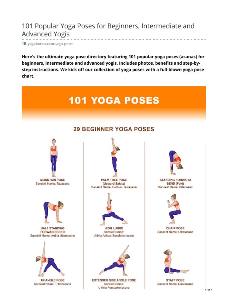 101 Popular Yoga Poses For Beginners Intermediate and Advanced Yogis  YogaBaron PDF Compressed | PDF | Asana | Foot, image size:768x1024