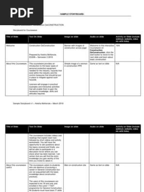 Sample Storyboard for Courseware