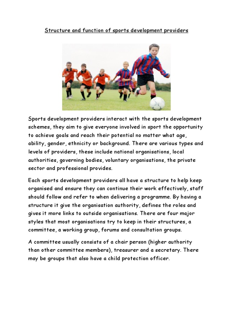 Structure of Sports Development Providers | PDF | Career & Growth