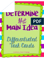Determine Main Idea: Differentiated Task Cards
