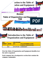 Introduction To The Table of Organization and Equipment