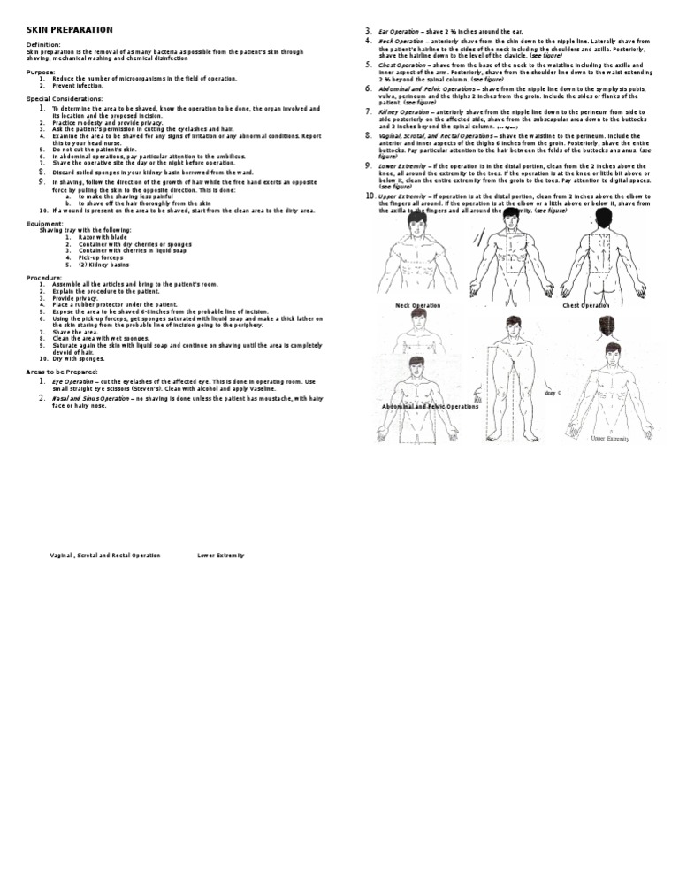 SKIN PREPARATION Shaving Anatomical Terms Of Location