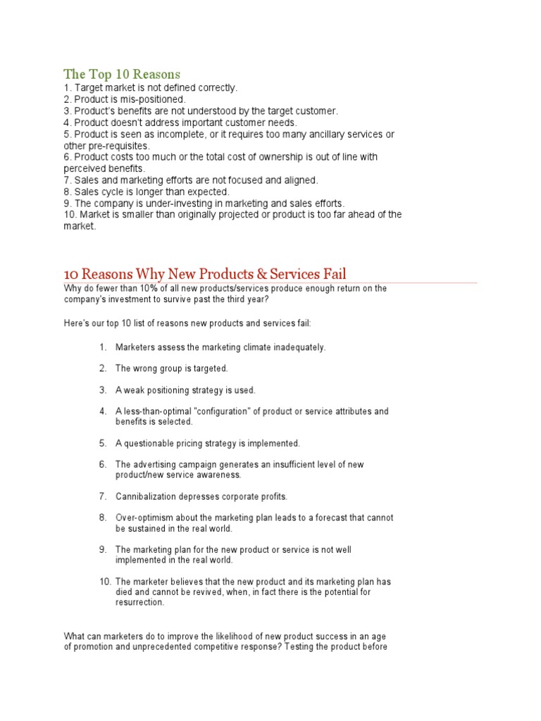 List Of Reasons Why