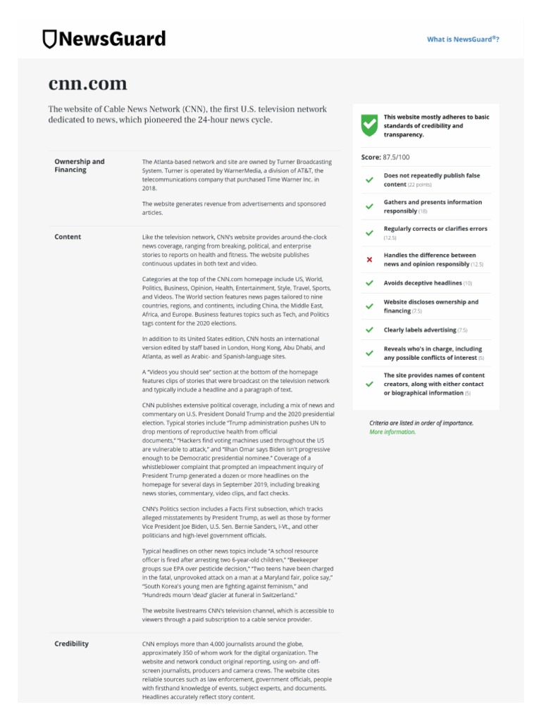 CNN NewsGuard Nutrition Label | PDF