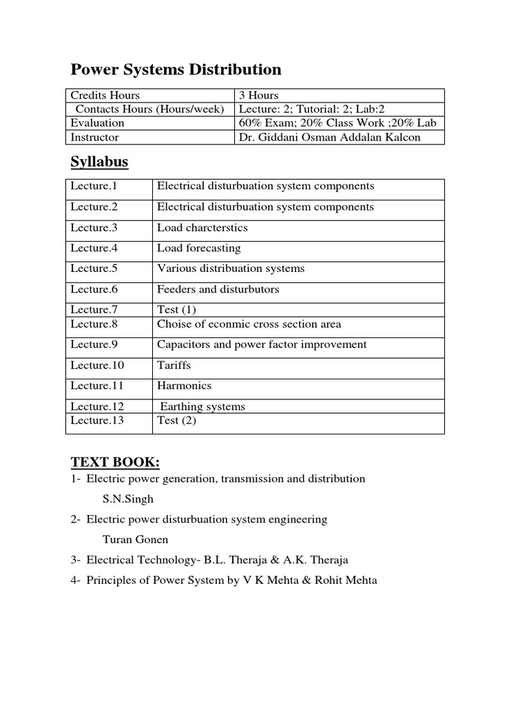 Components of Electrical Distribution System | PDF | Electrical ...