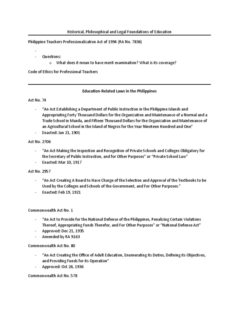 Legal Foundations of Philippine Education | PDF | Social Institutions ...