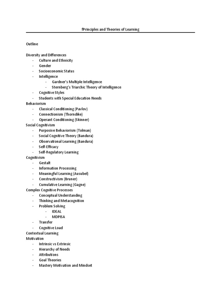 Principles and Theories of Learning | PDF | Memory | Learning