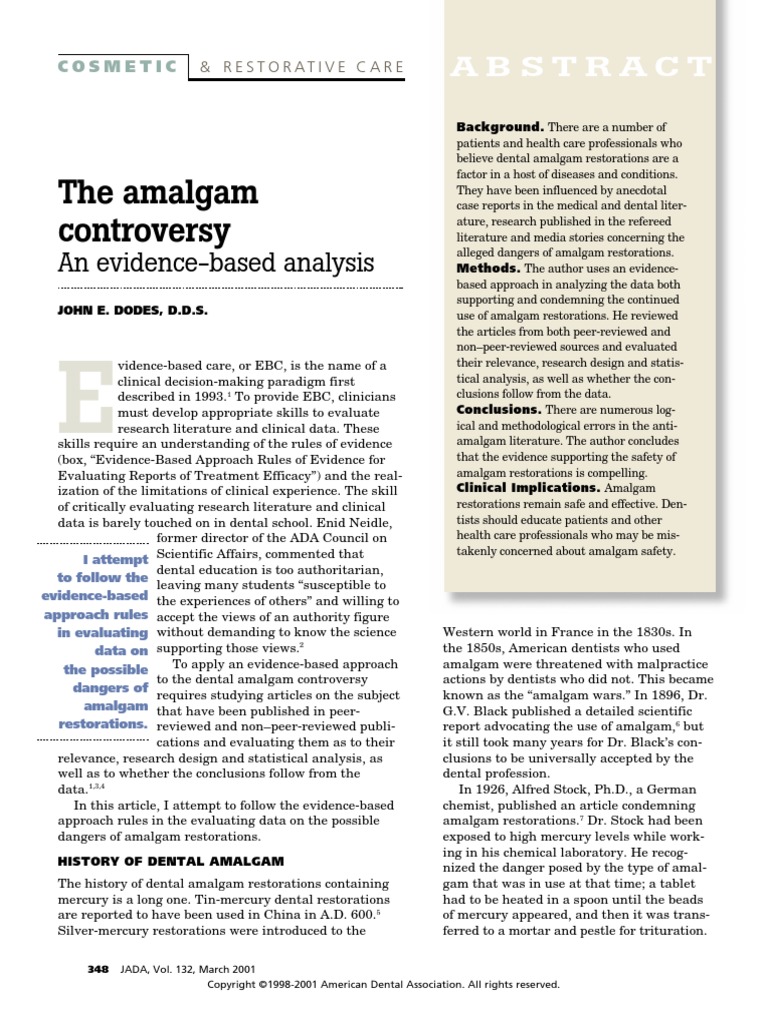 The Amalgam Controversy An EvidenceBased Analysis PDF Mercury
