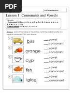 Bus Orange Cup Fish Igloo: Vowel Consonant Vowel Consonant Vowel Consonant Vowel Consonant Vowel Consonant