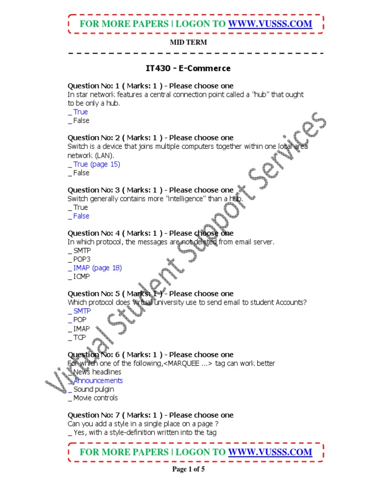 IT430 E-Commerce Midterm Exam Questions | PDF | World Wide Web ...