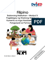 Filipino3 - q2 - Mod3 - Pagbibigay NG Wastong Wakas NG Kuwento Sa Mga Naobserbahang Pangyayari Sa Pamayanan - v2