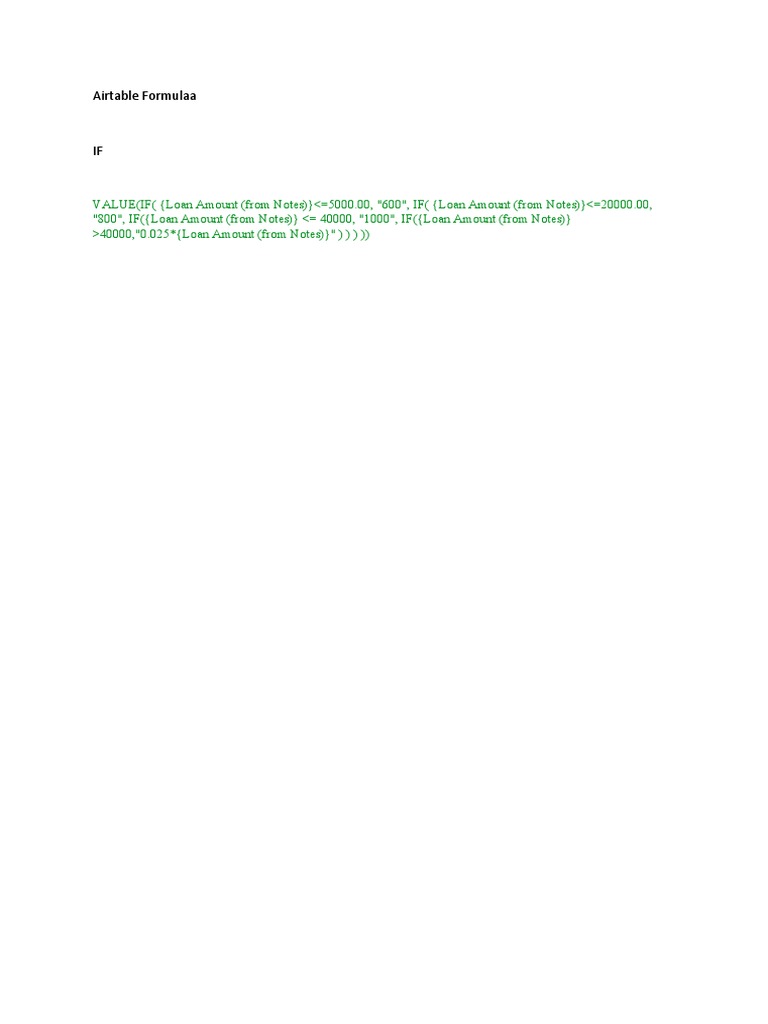 Airtable Formulaa | PDF