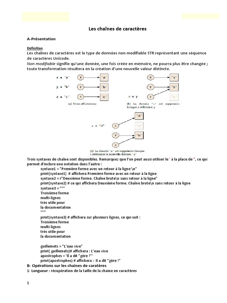 Chaînes de caractères en Python : Guide complet | PDF | Chaîne de ...
