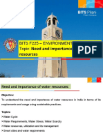 Need and Importance of Water Resources: Bits F225 - Environmental Studies Topic