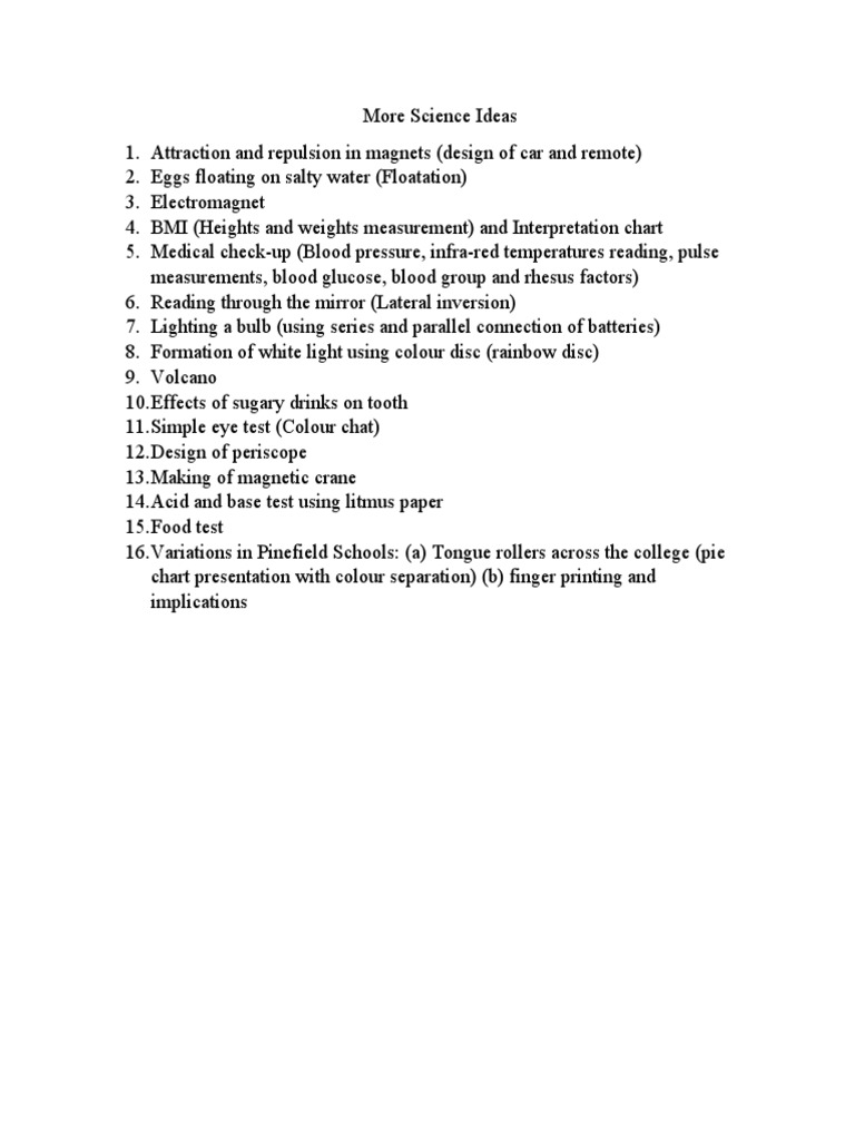 More Science Fair Ideas PDF