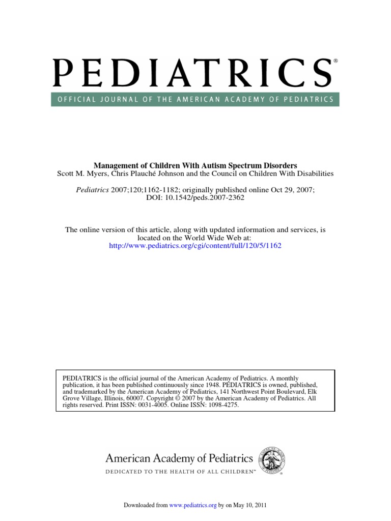 Management of Children With Autism Spectrum Disorders: Pediatrics | PDF ...