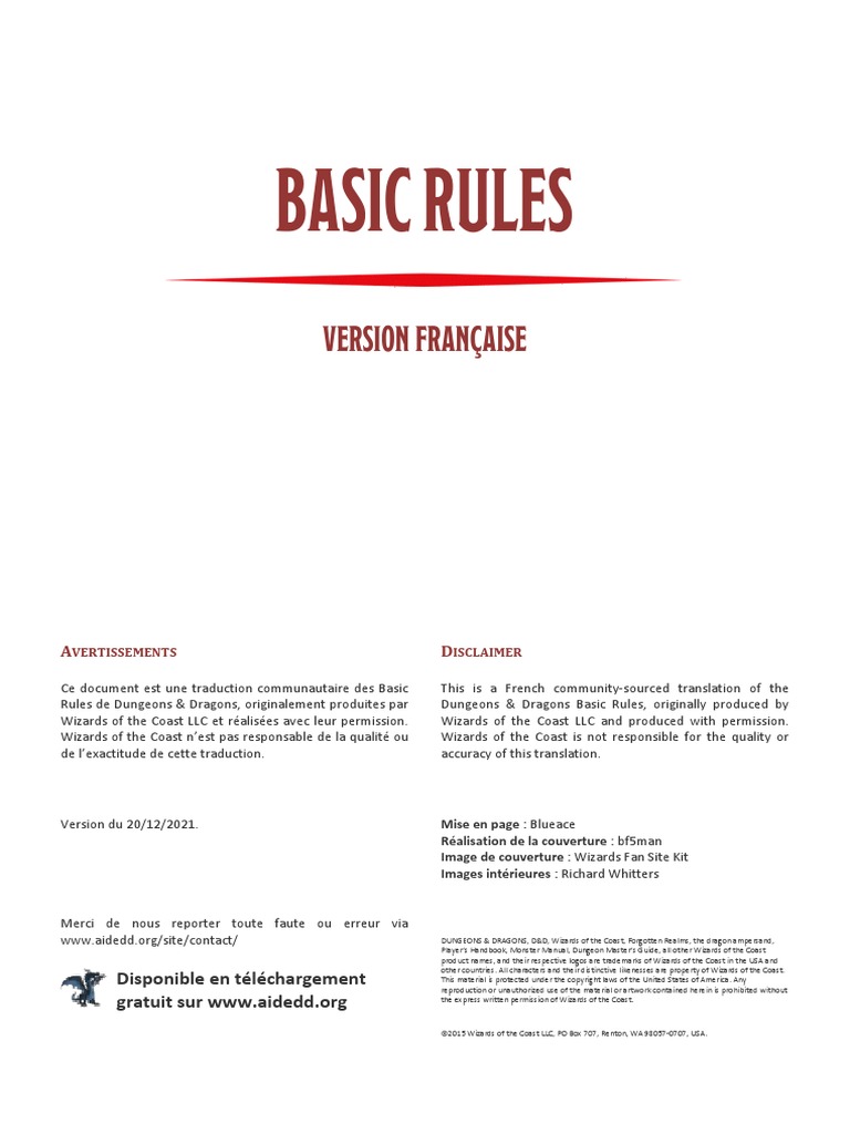 D&D 5e Basic Rules FR-lite | PDF | Donjons et dragons | Dé