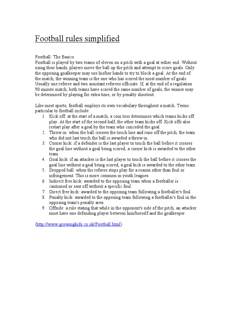 Football Rules Simplified Sport Variants Sports