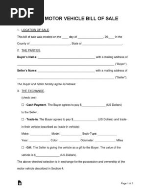 Texas Vehicle Bill of Sale