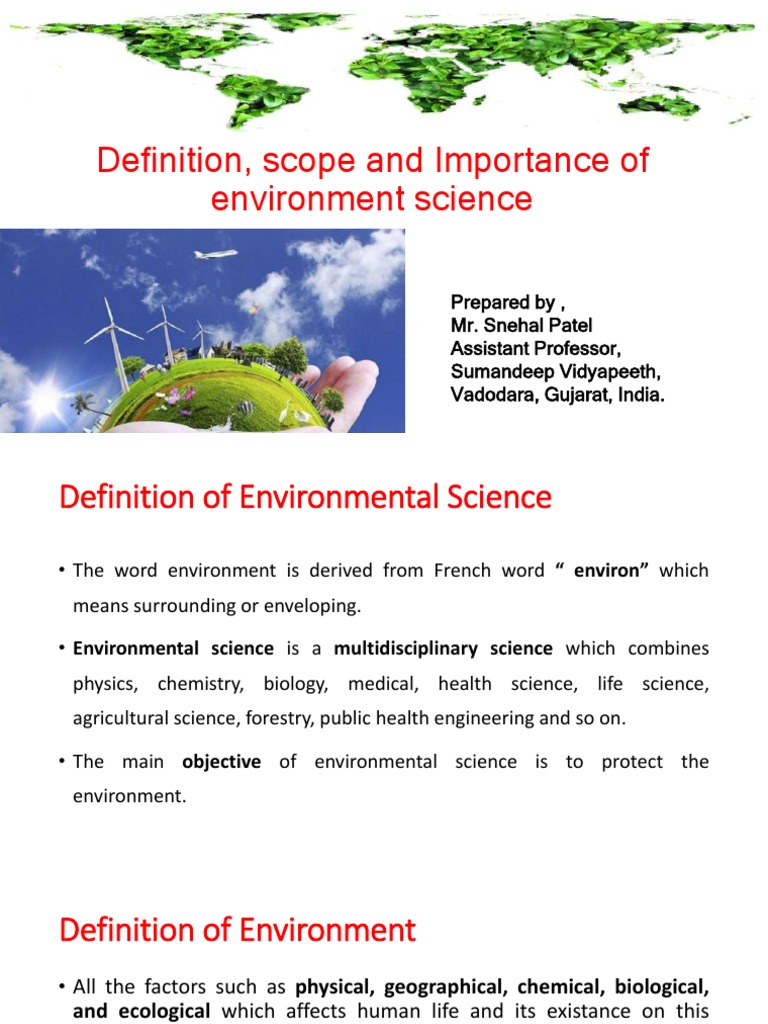 Definition, Scope and Importance of Environment Science PDF Natural
