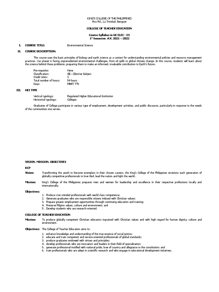 Environmental Science Syllabus PDF Fuels Water