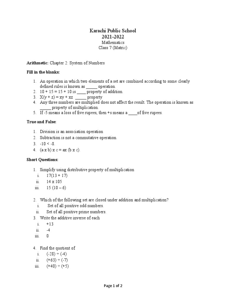 Class 7 Chapter 2 | PDF