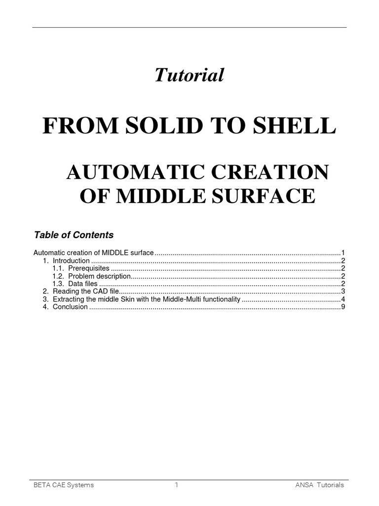 ANSA Tutorial: Create Middle Surface | PDF | Computer Aided Design ...