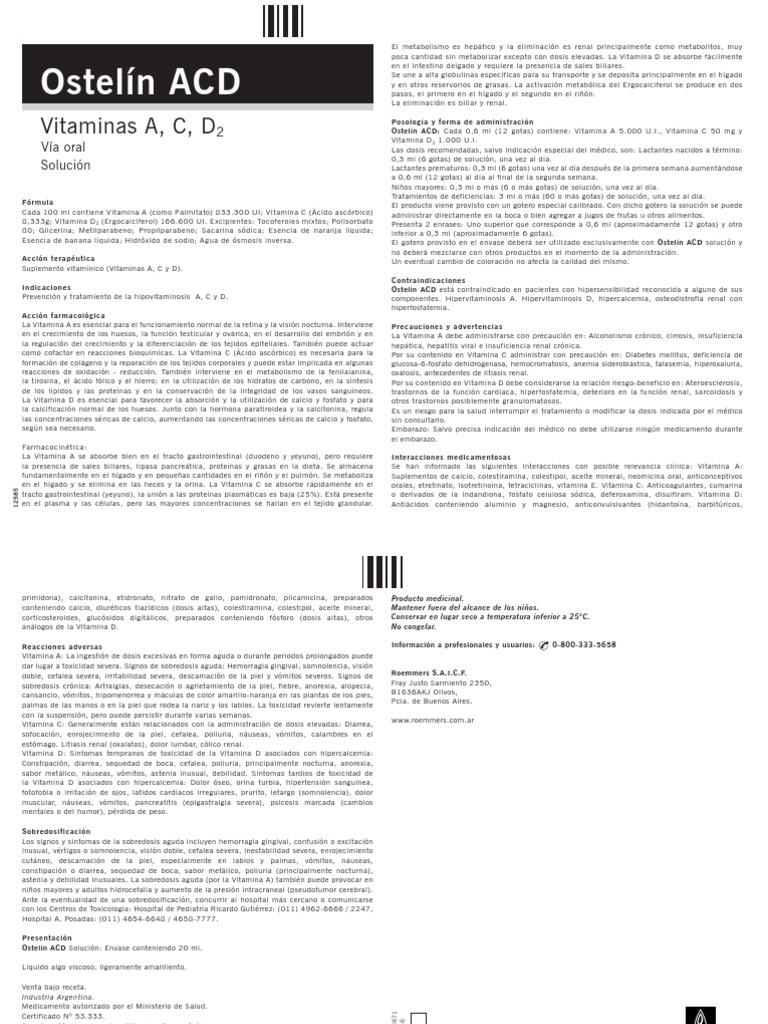 Uso y dosis de vitaminas A, C y D | PDF | Vitamina C | Vitamina a