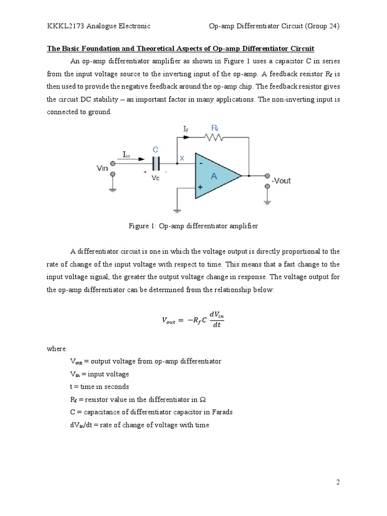 Op Amp Differentiator Circuit PDF PDF Operational Amplifier