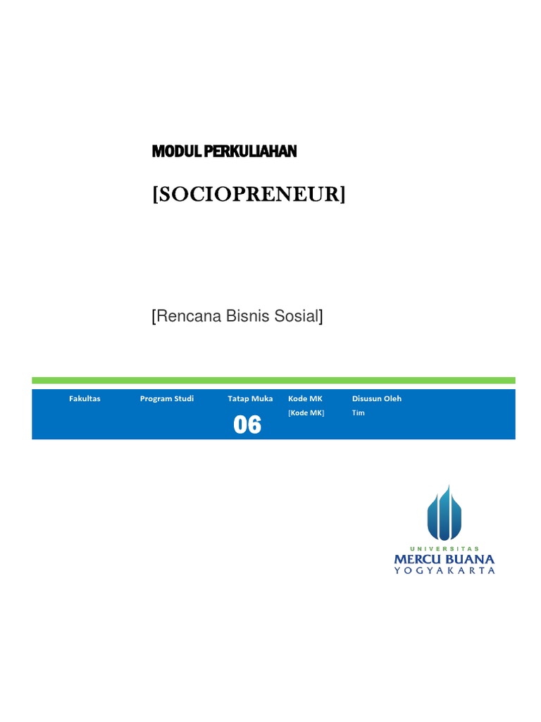 Rencana Bisnis untuk Sociopreneurship | PDF | Bisnis