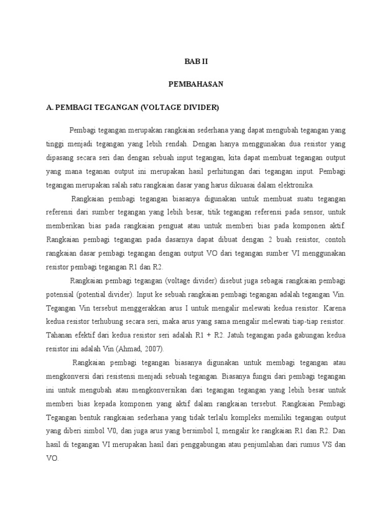 Rangkaian Pembagi Tegangan Sederhana | PDF