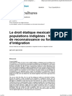 (Article) Le Droit Étatique Mexicain Et Les Populations Indigènes Fonction de Reconnaissance Ou Fonction D'intégration