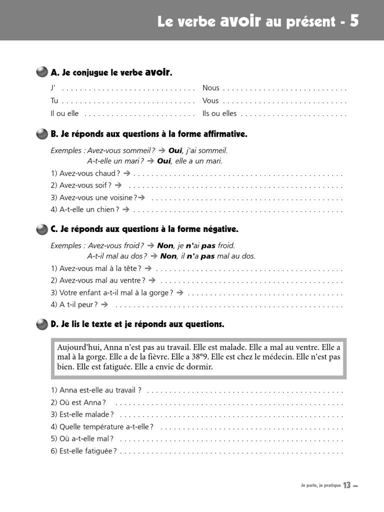 Questions sur le verbe avoir | PDF | Méthodes et références ...
