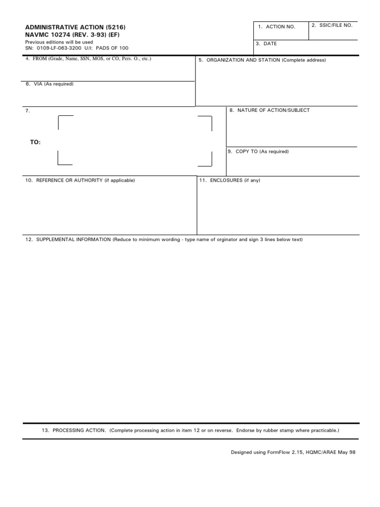 NAVMC 10274 Administrative Action Form | PDF | Law | Technology ...