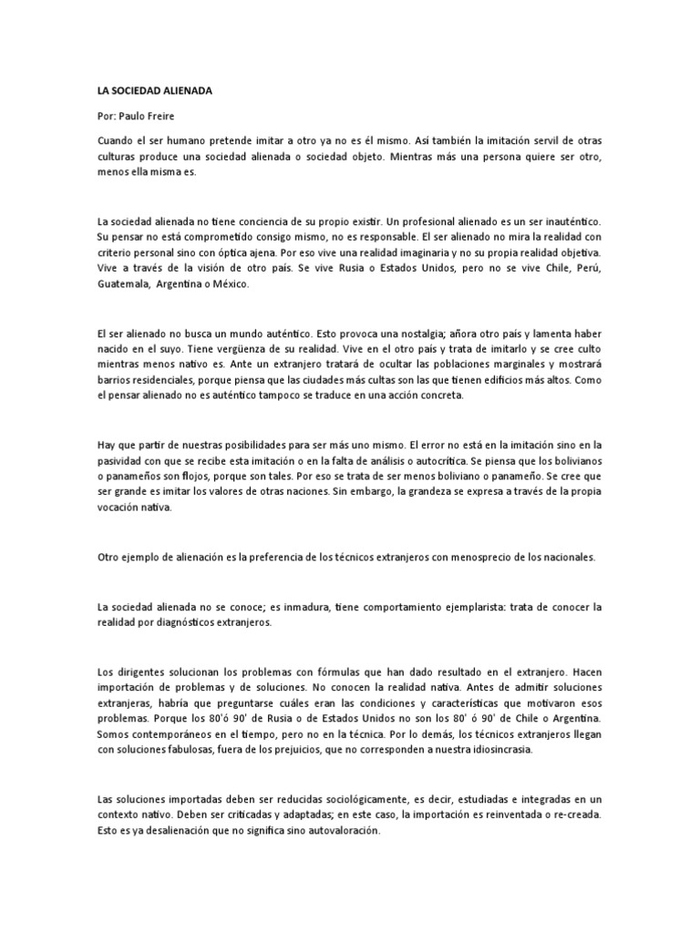 Sociedad Alienada y Autenticidad | PDF | Alienación social | Teorías ...