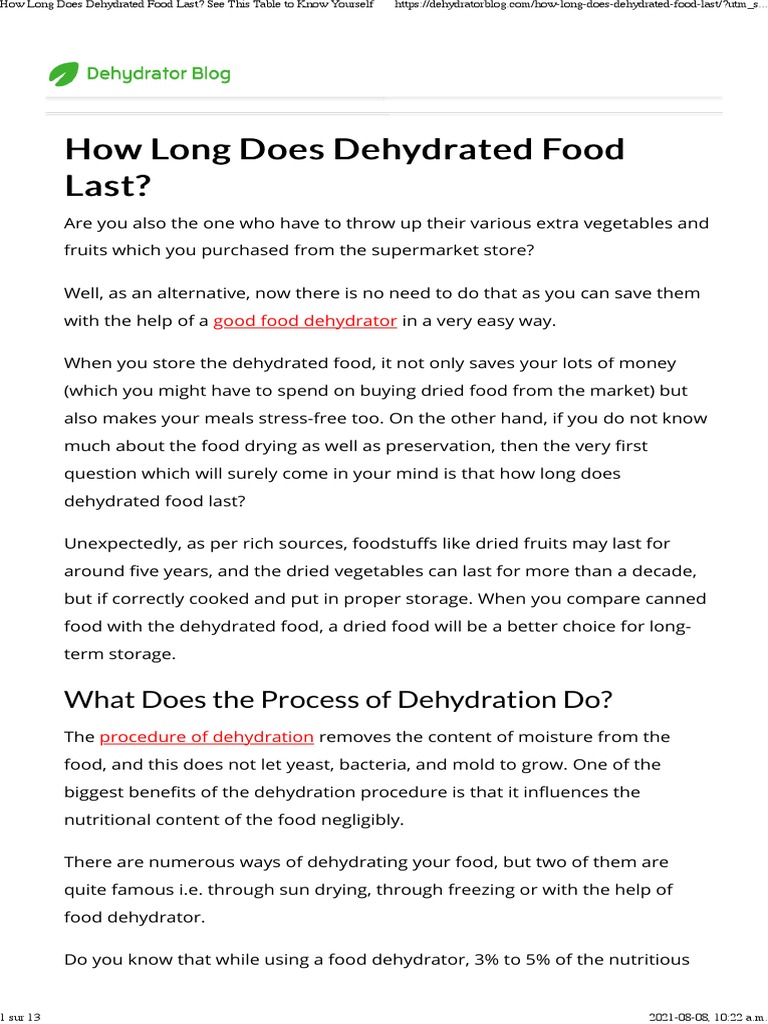 How Long Does Dehydrated Food Last? See This Table To Know Yourself